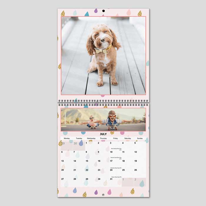 personalised calendar on wall