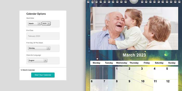 custom the calendar to start any day