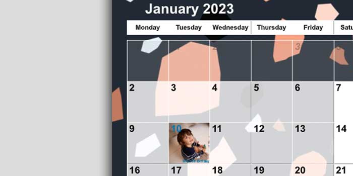 printing special days in personalised calendar