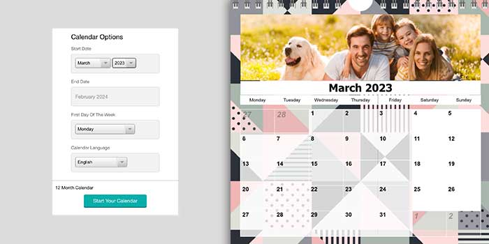  start the calendar from any month