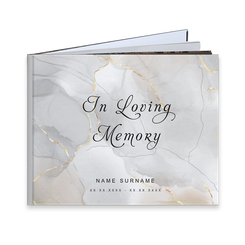 Memorial Guestbook - Gold Marble